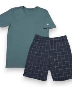Pijama Ligera Manga Corta Con Short De Cuadros Optima 30107