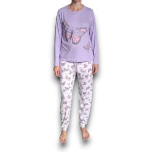 Pijama Manga Larga Diseño Mariposas Mujer Lazy Lola 3433