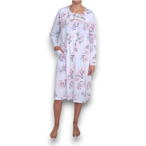 Bata Manga Larga Con Diseño De Flores Mujer Intime 50859