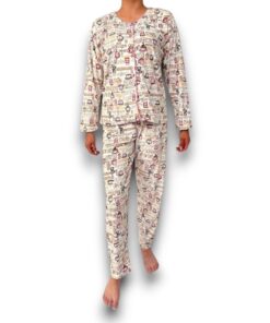 Pijama Manga Larga Con Estampado De Café Deborah 5362