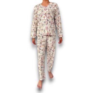 Pijama Manga Larga Con Estampado De Café Deborah 5362