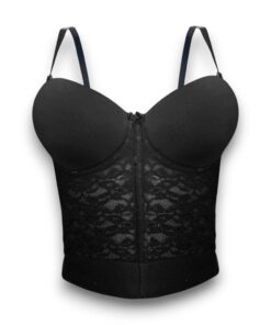 Bra Tipo Bustier Strapless Con Encaje Peto Largo Mujer 674