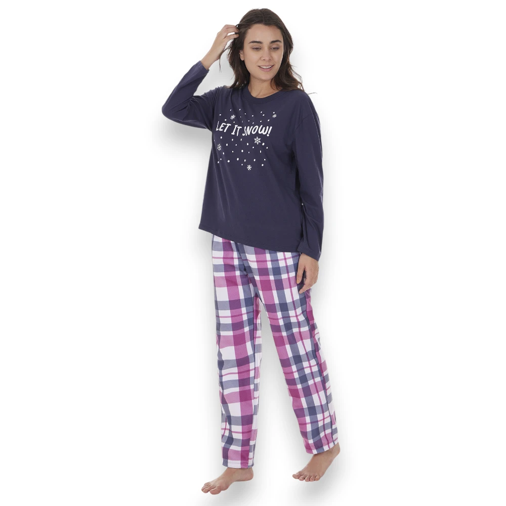Pijama Suave Playera Algodón Pantalón Polar Dama Tops & Bottoms 25704 - Image 2