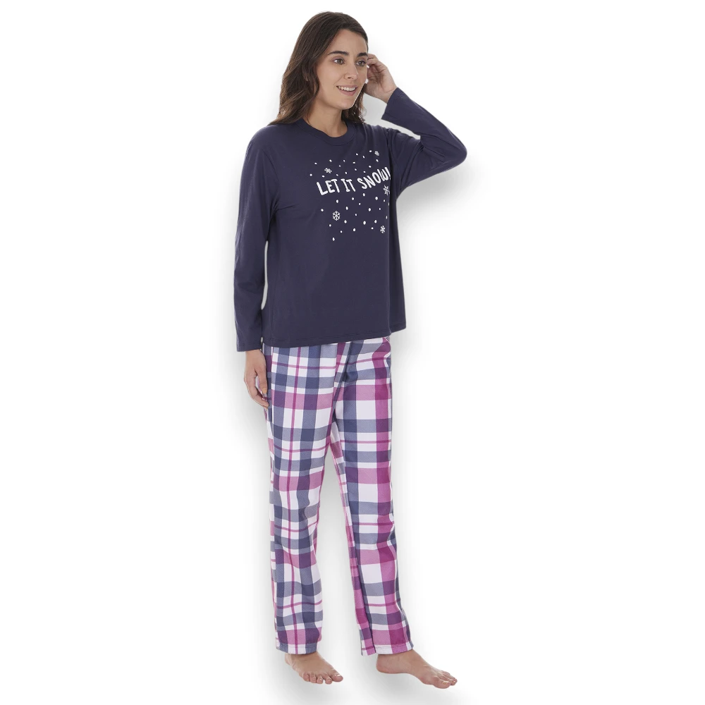 Pijama Suave Playera Algodón Pantalón Polar Dama Tops & Bottoms 25704 - Image 4