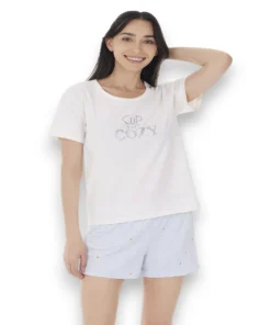 pijama-navidena-dama-playera-manga-corta-short-tops-bottoms-25858