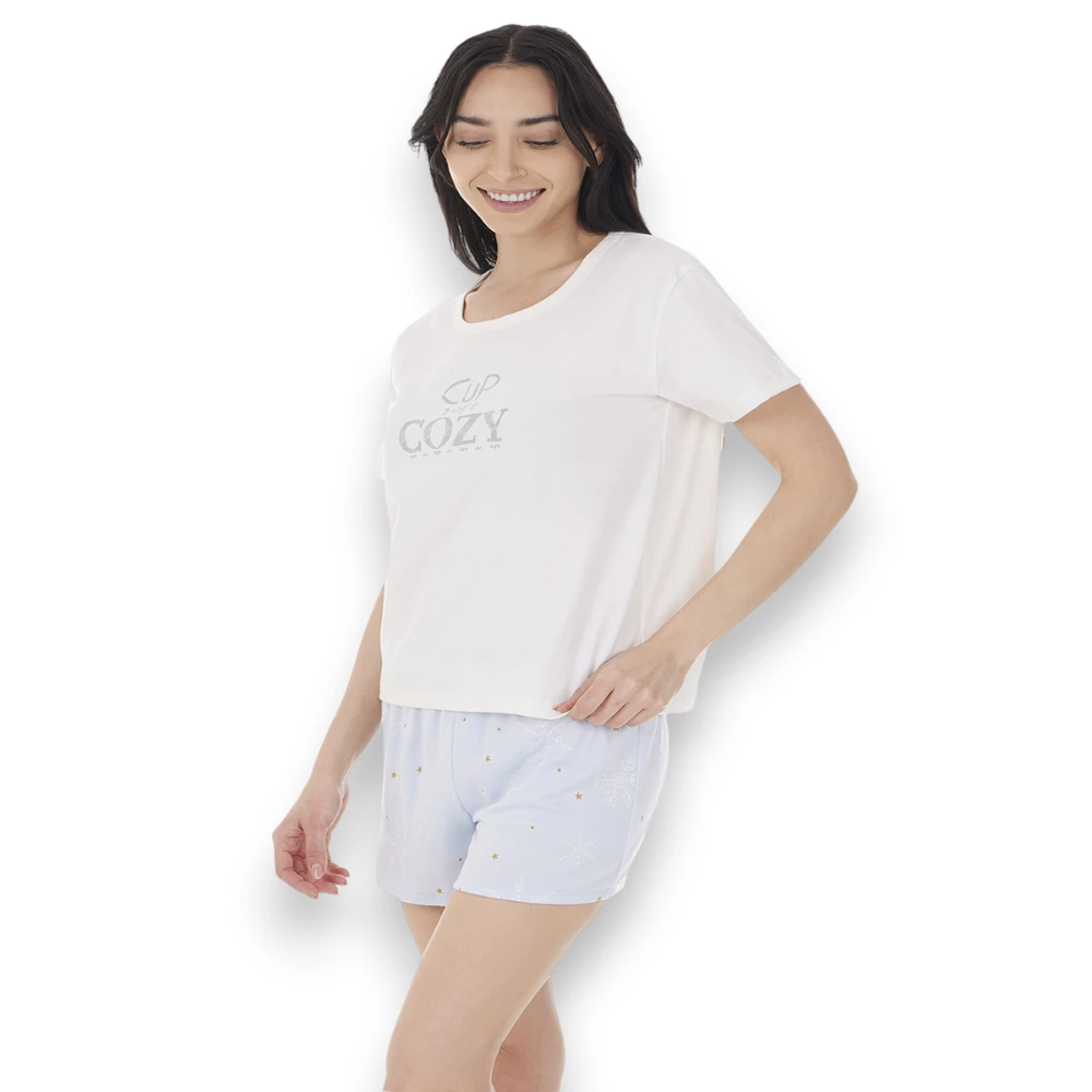 Pijama Navideña Dama Playera Manga Corta Short Tops & Bottoms 25858 - Image 2