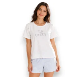 pijama-navidena-dama-playera-manga-corta-short-tops-bottoms-25858