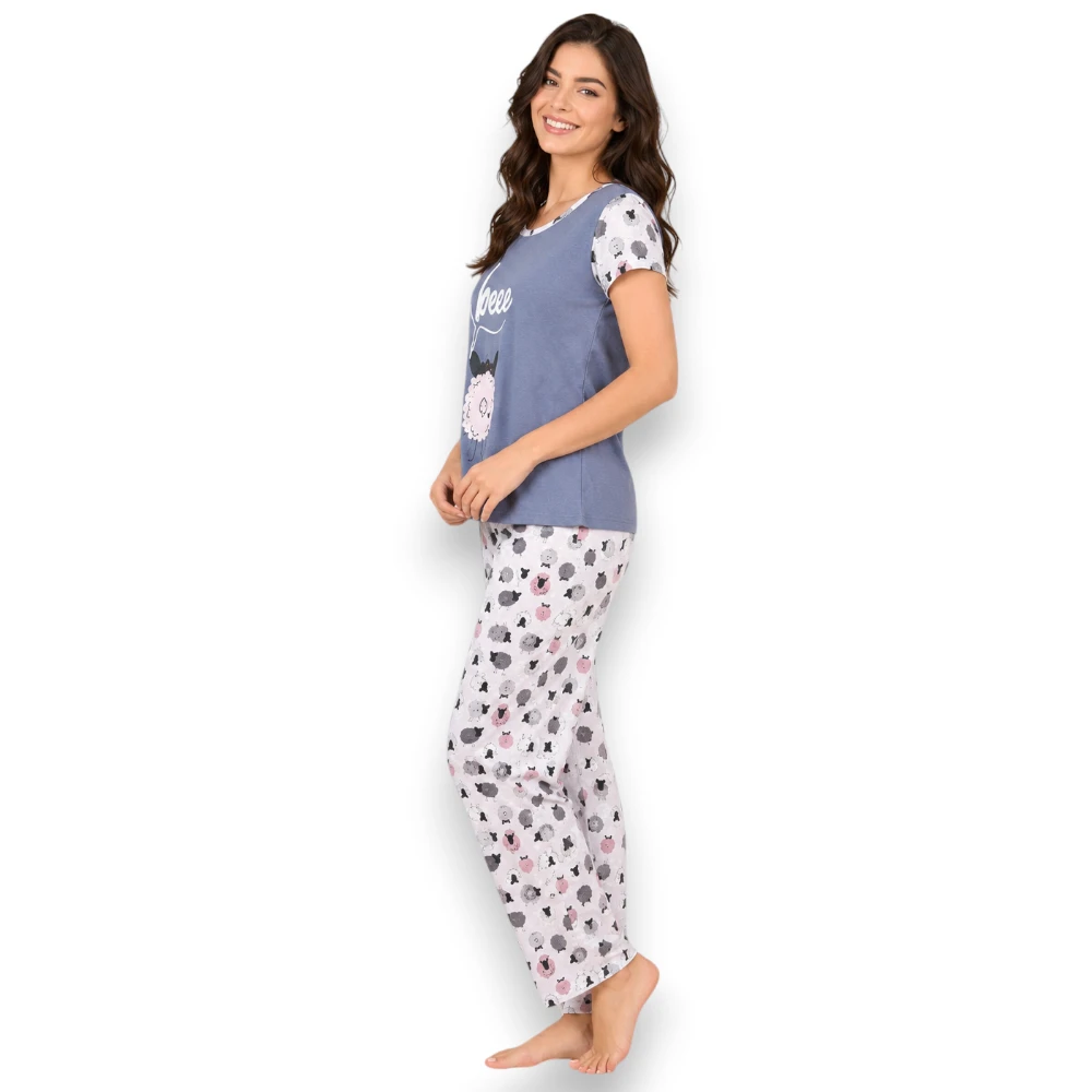 Pijama 3329 Lazy Lola Algodón Dama Sin Manga Y Pantalón - Image 2