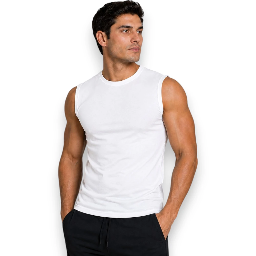 Playera Stretch Sin Mangas Algodón Hombre Black Secret 3601 - Image 2