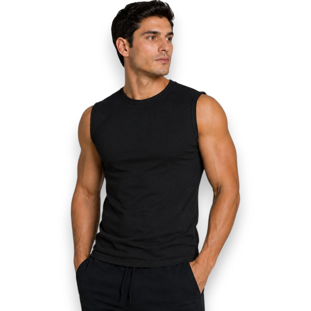 Playera Stretch Sin Mangas Algodón Hombre Black Secret 3601 - Image 4