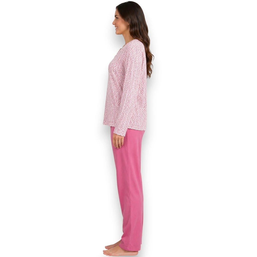 Pijama Abierta Botones Pantalón De Algodón Dama Deborah 5305 - Image 2
