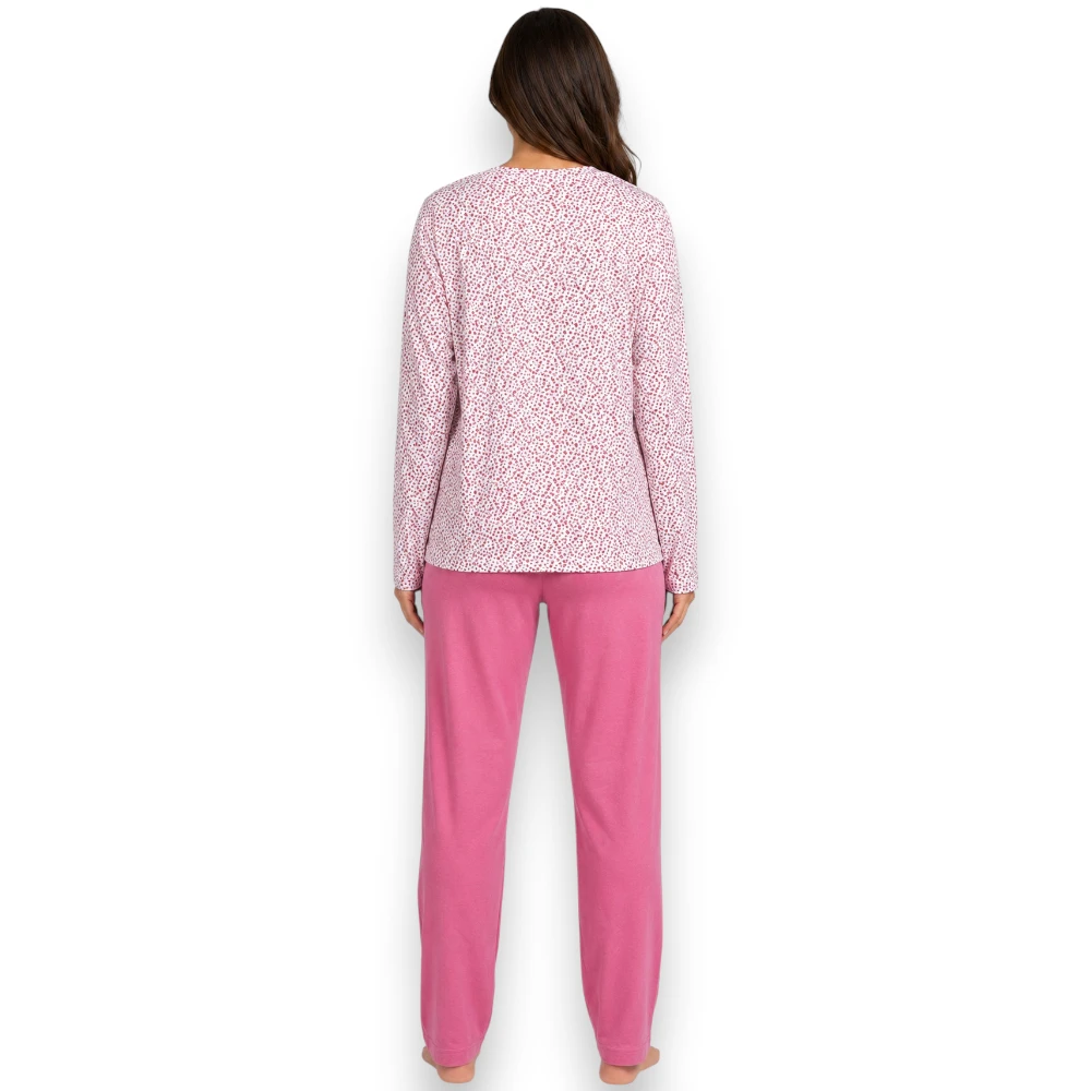 Pijama Abierta Botones Pantalón De Algodón Dama Deborah 5305 - Image 3