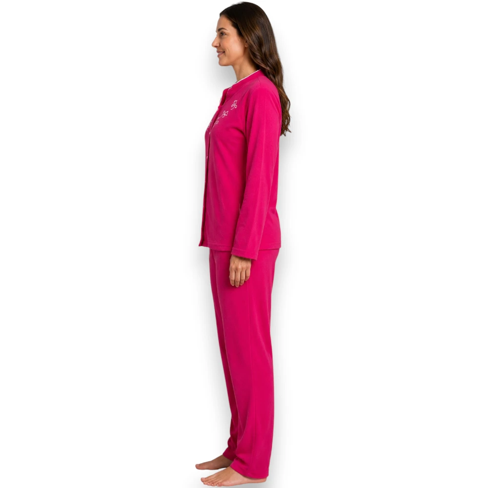 Pijama Micropolar Botones Manga Larga Pantalón Deborah 5308 - Image 2