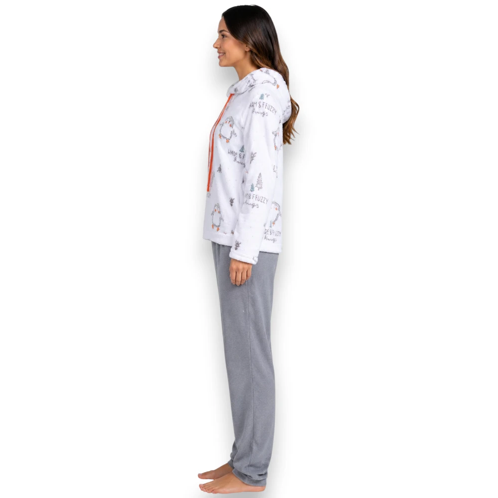 Pijama Polar Flannel Sudadera Con Gorro Dama Deborah 5368 - Image 2
