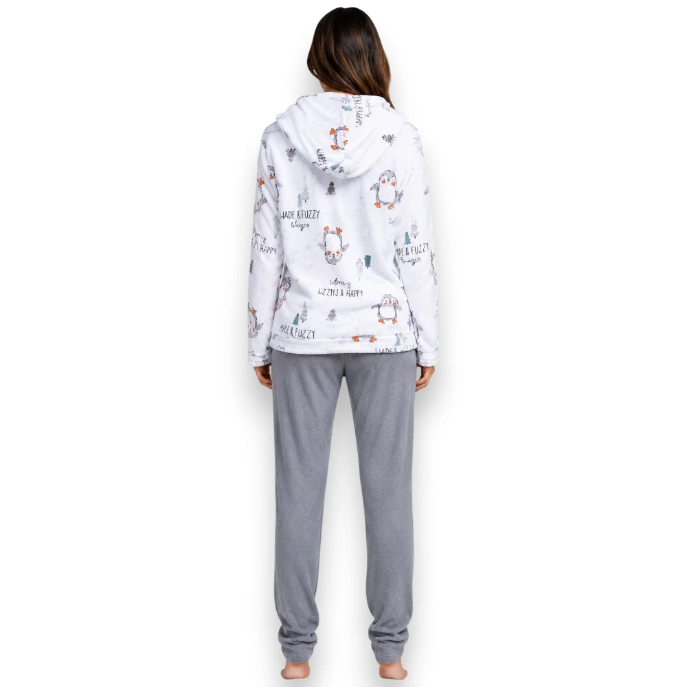 Pijama Polar Flannel Sudadera Con Gorro Dama Deborah 5368 - Image 3