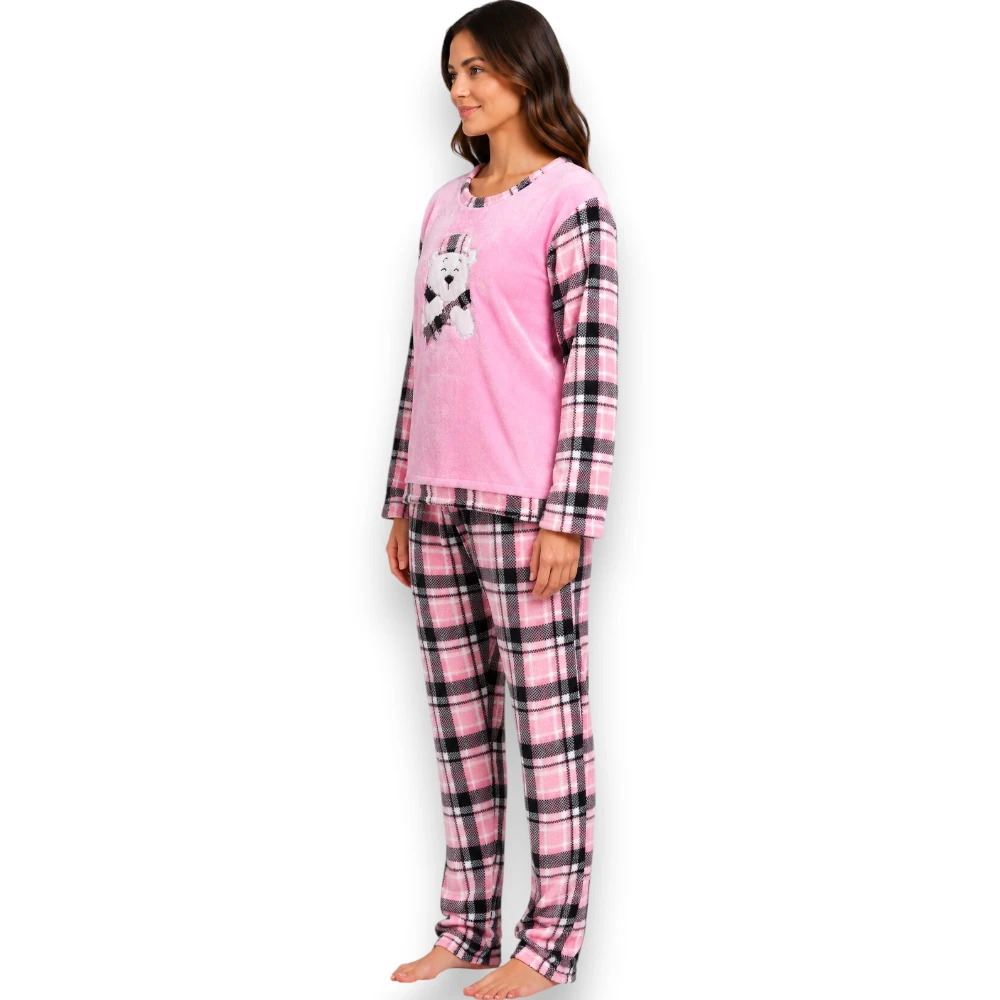Pijama Polar Flannel Playera Oso Pantalón Dama Deborah 5372 - Image 2