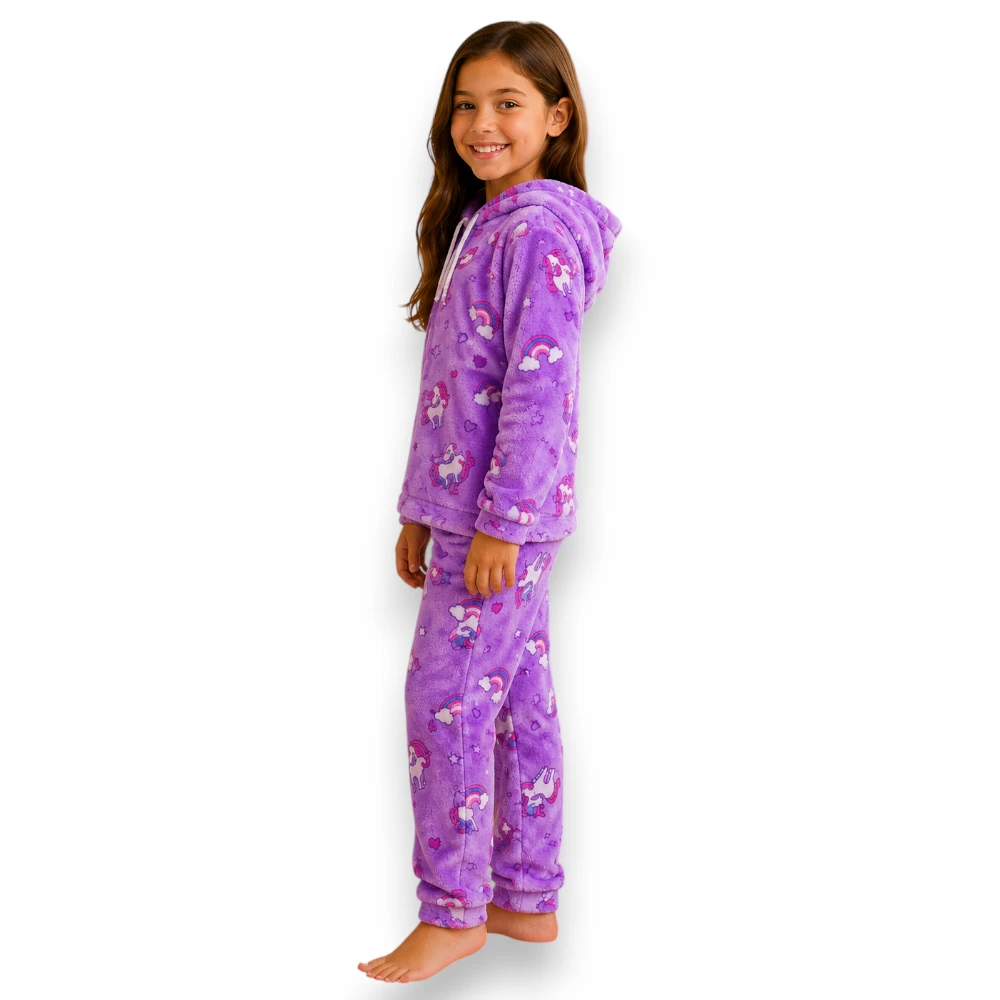Pijama Polar Con Gorro Manga Larga Pantalón Niña Sleepy 5391 - Image 2