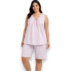 pijama-sin-manga-bermuda-algodon-poliester-intime-60280