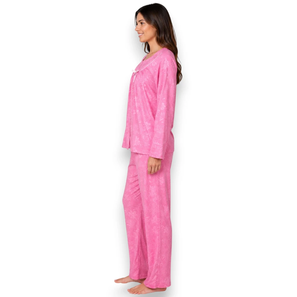 Pijama Polar Abierta Botones Manga Larga Mujer Intime 60445 - Image 2