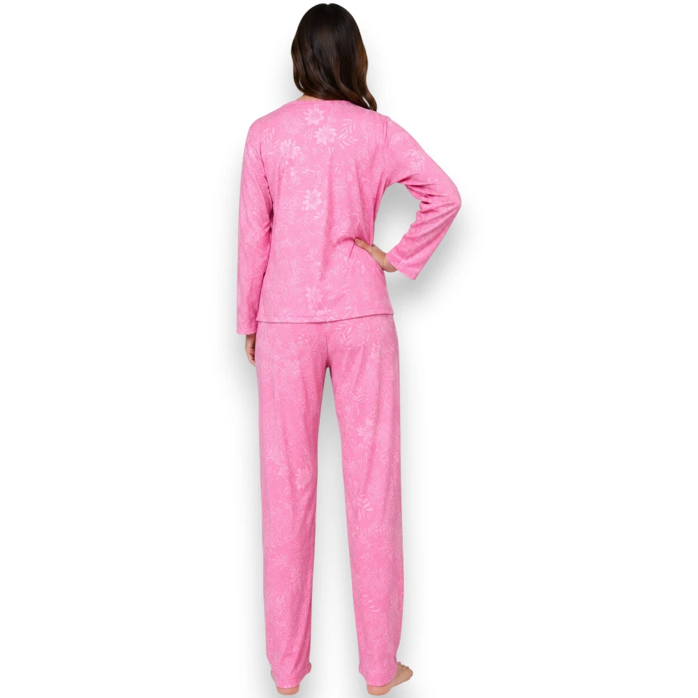 Pijama Polar Abierta Botones Manga Larga Mujer Intime 60445 - Image 3