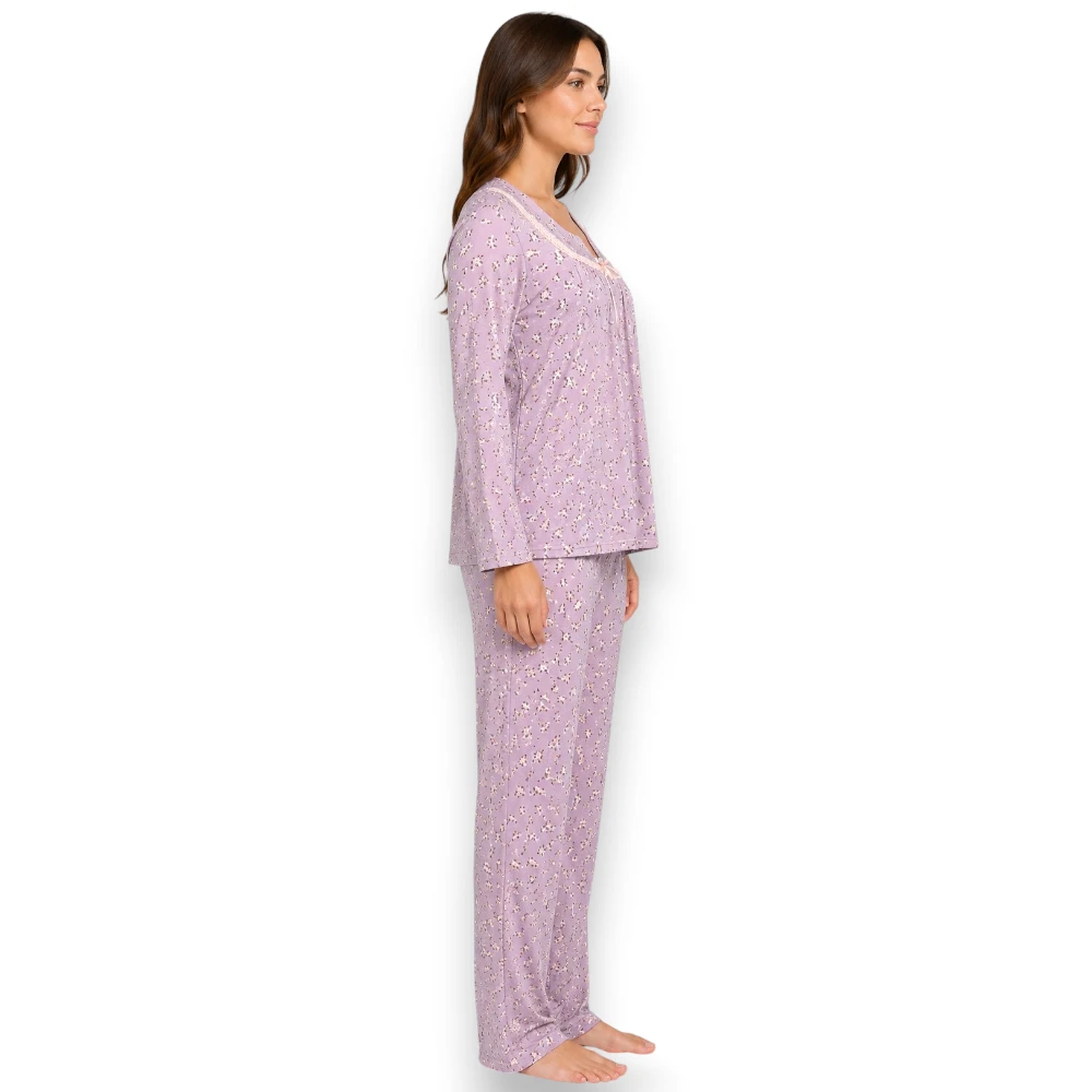 Pijama Con Botones Manga Larga Pantalón Dama Intime 60715 - Image 2