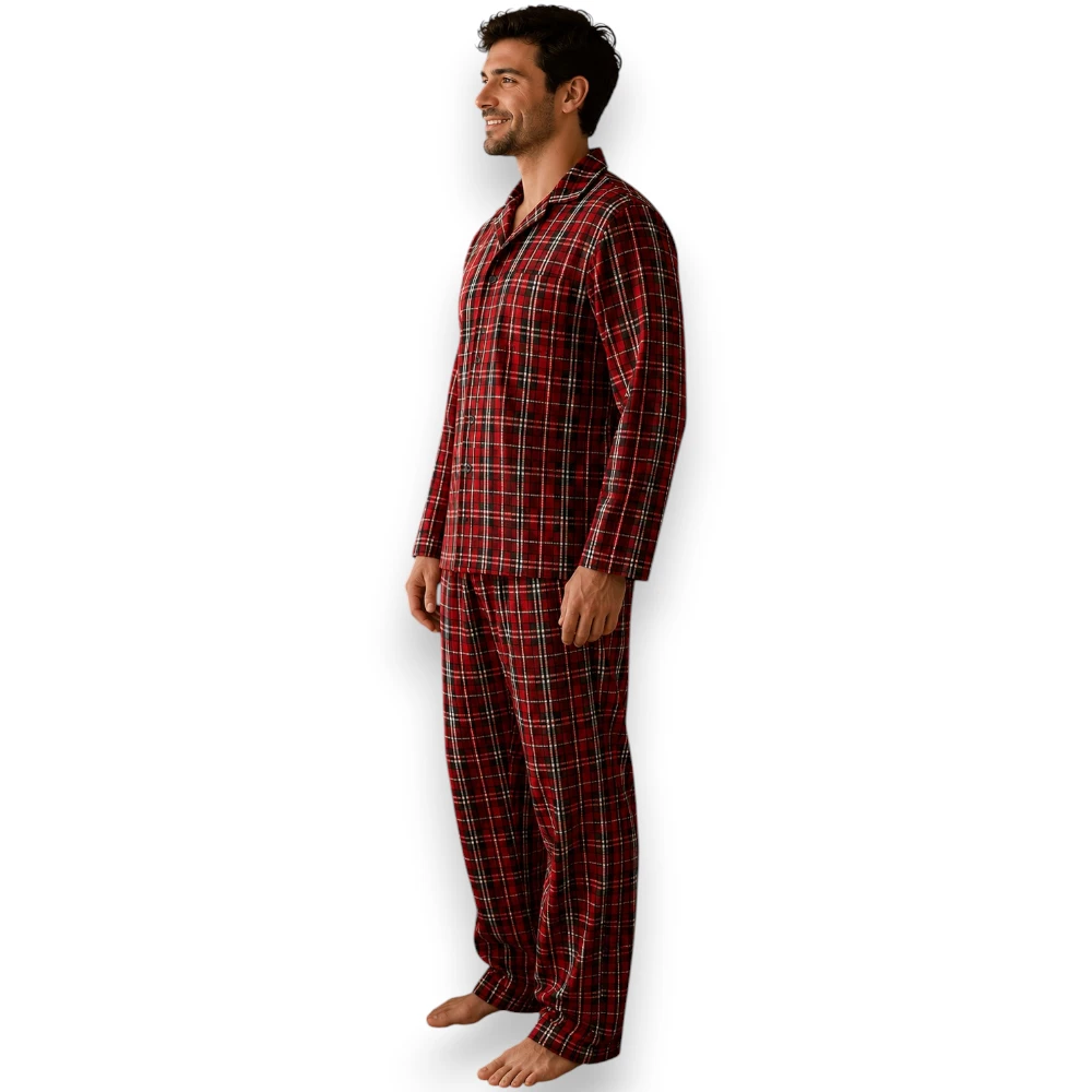 Pijama Franela Estampada Cuadros Botones Hombre Sleepy 9378 - Image 2