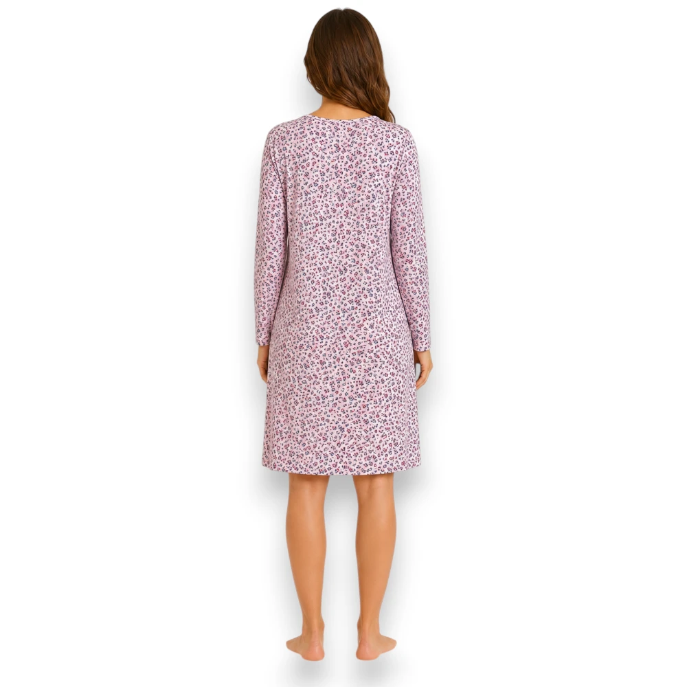 Pijama Bata Camisón Manga Larga Flores Mujer Jevec Ca2402 - Image 4