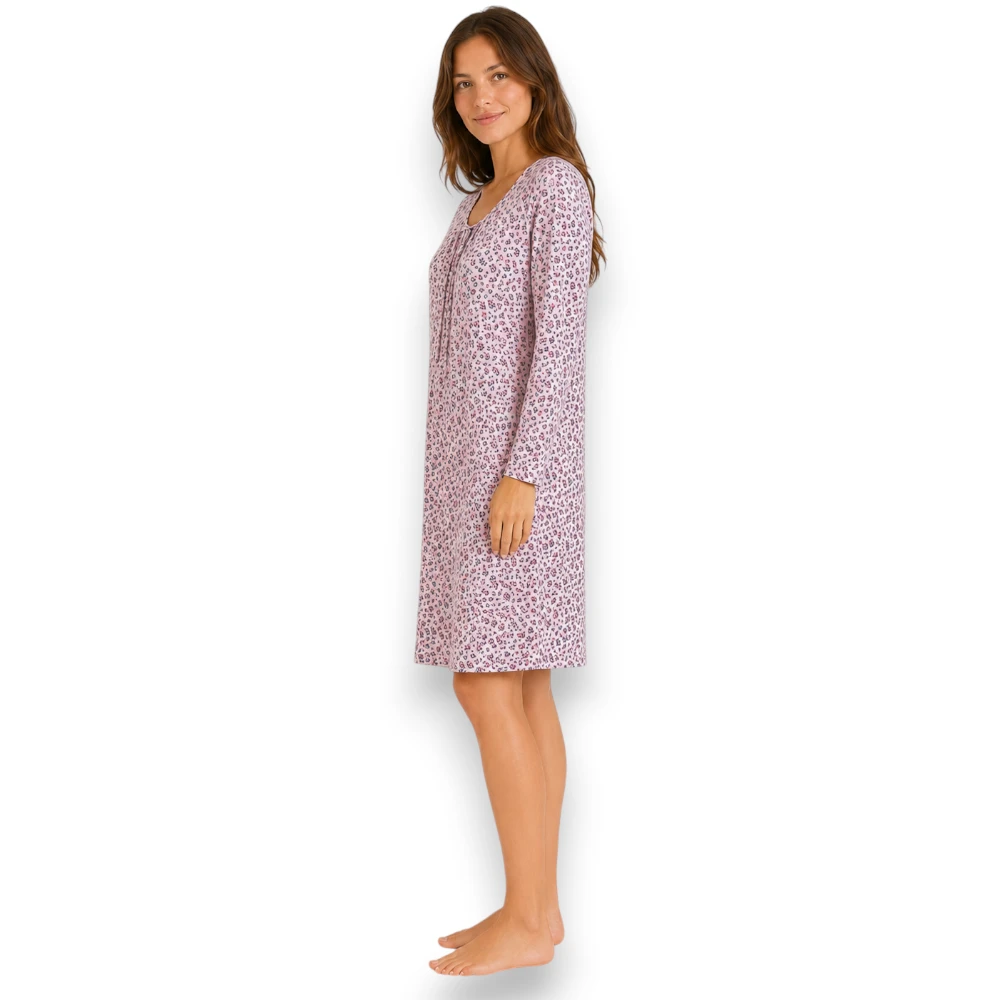 Pijama Bata Camisón Manga Larga Flores Mujer Jevec Ca2402 - Image 2