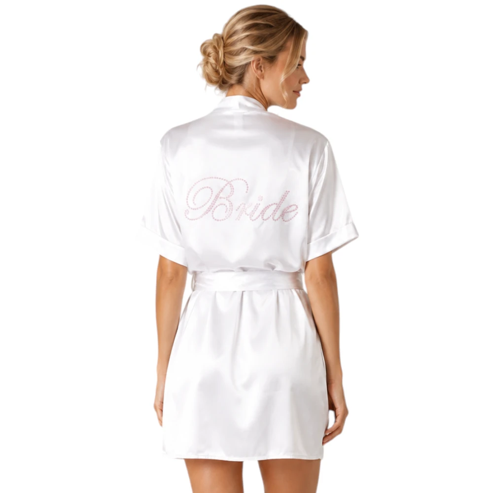 Bata Satín Blanca Pedrería Para Novia Bride Cocoa Lingerie - Image 2