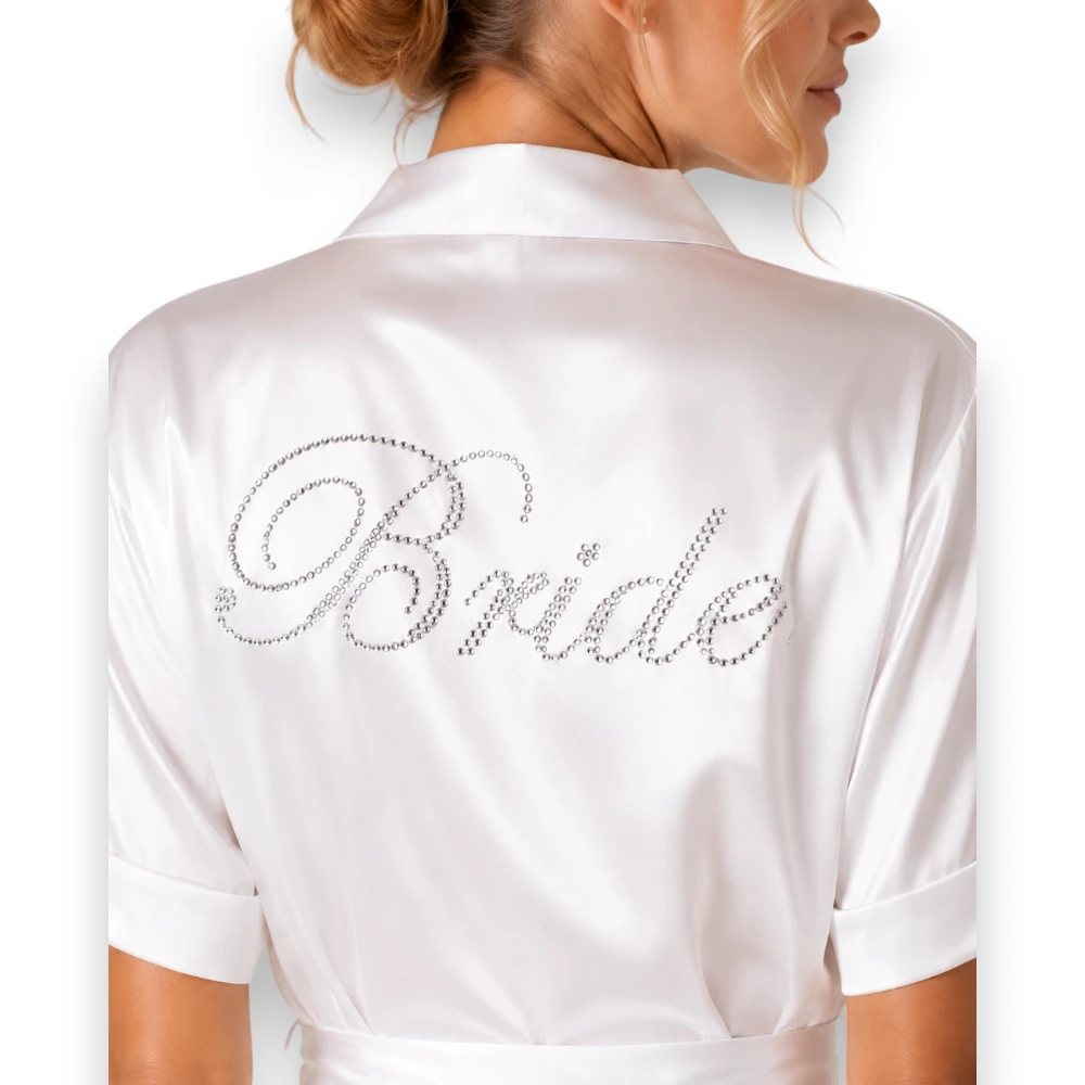 Bata Satín Blanca Pedrería Para Novia Bride Cocoa Lingerie - Image 4