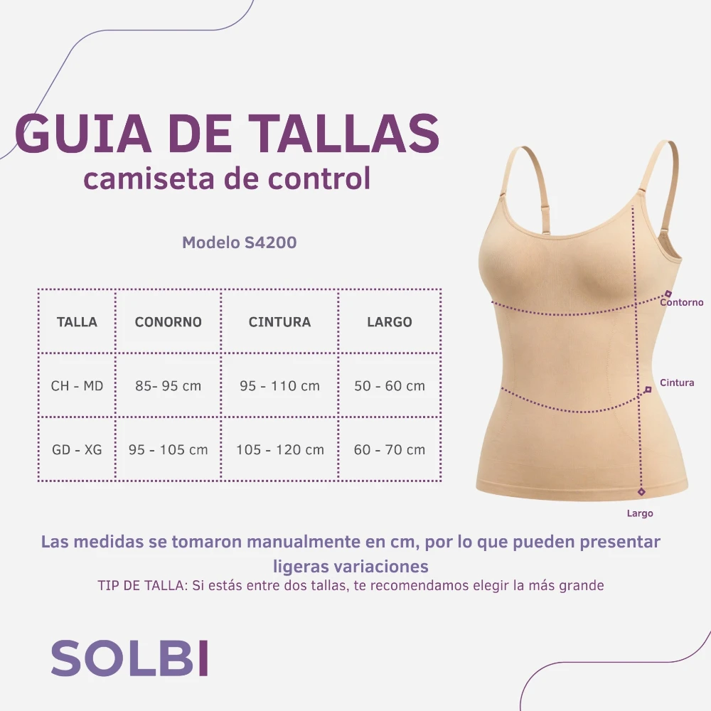 Camiseta Control Medio Tirante Delgado Mujer S4200 Solbi - Image 4