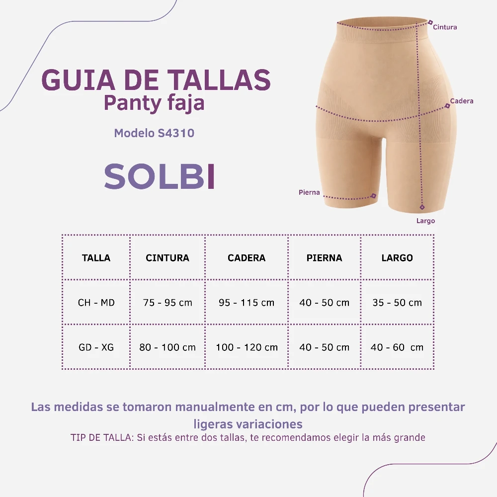 Panty Faja Alta Control Medio Pierna Alta Mujer S4310 Solbi - Image 3