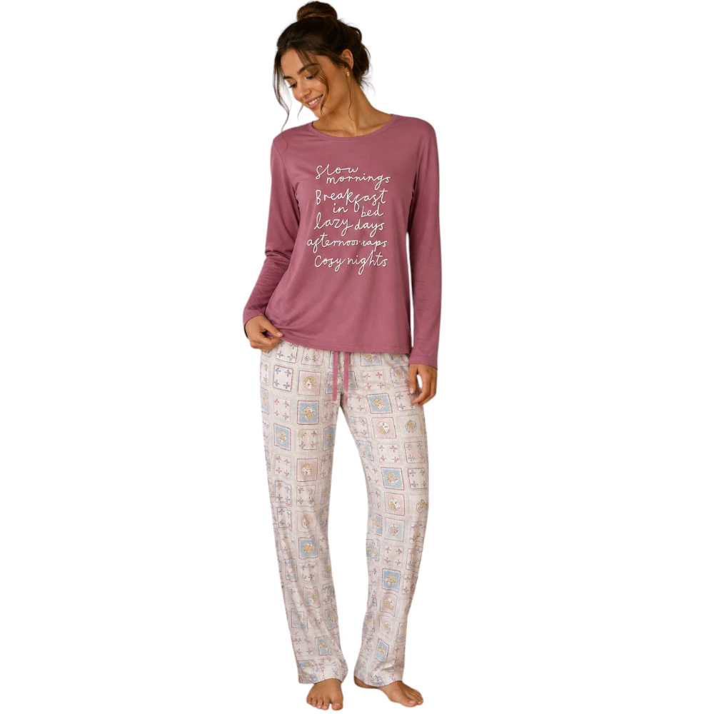 Pijama Algodón Manga Larga Tops & Bottoms 22021