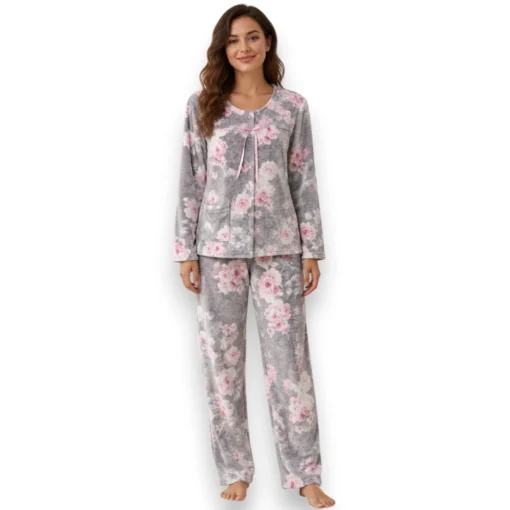 pijama-polar-abierta-con-flores-rosas-intime-61056